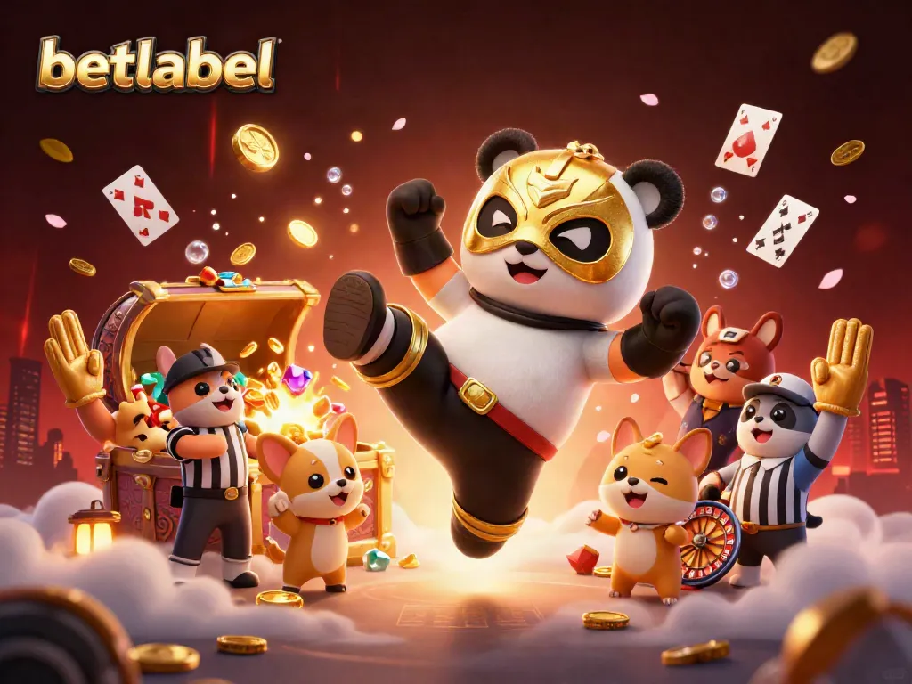 Betlabel showcases thrilling gameplay with panda wrestler and vibrant casino elements.